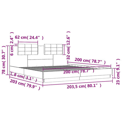 vidaXL Bed Frame without Mattress White 200x200cm