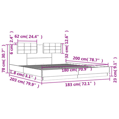 vidaXL Bed Frame without Mattress White 180x200 cm Super King
