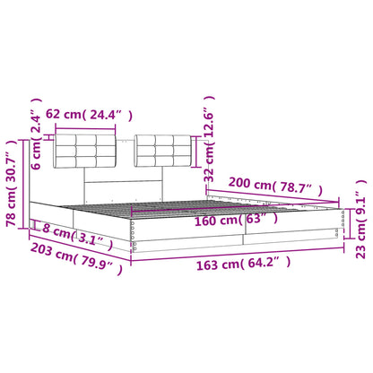 vidaXL Bed Frame without Mattress White 160x200 cm