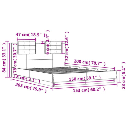 vidaXL Bed Frame without Mattress Sonoma Oak 150x200 cm King Size