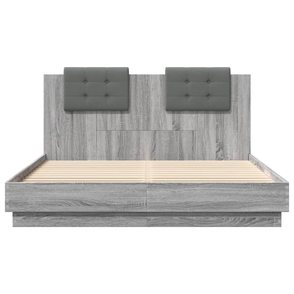 vidaXL Bed Frame without Mattress Grey Sonoma 150x200 cm King Size