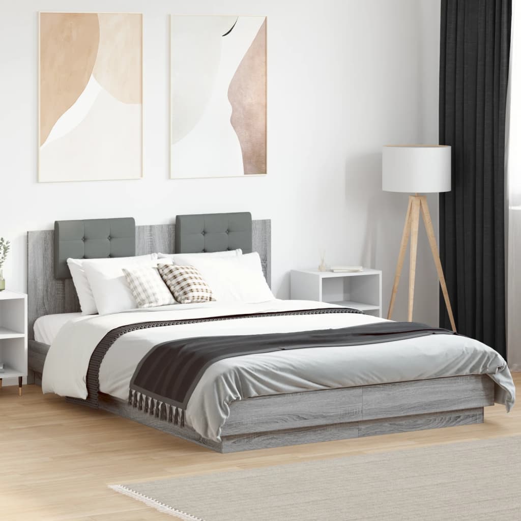 vidaXL Bed Frame without Mattress Grey Sonoma 150x200 cm King Size