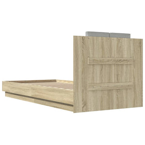 vidaXL Bed Frame with Headboard Sonoma Oak 100x200 cm Engineered Wood