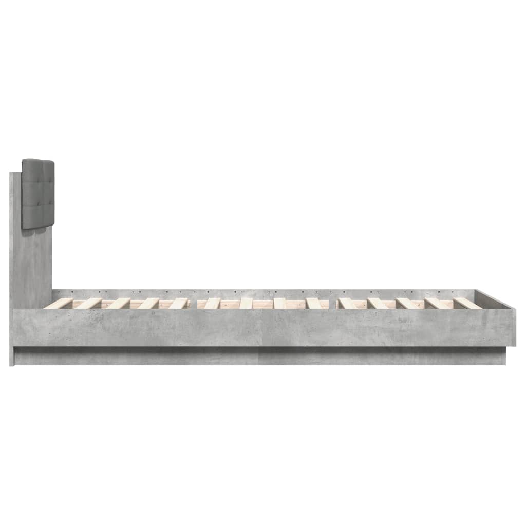 vidaXL Bed Frame without Mattress Concrete Grey 100x200 cm