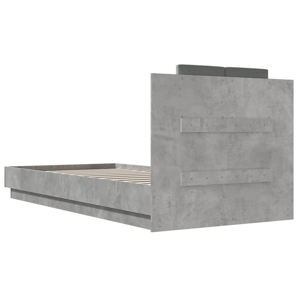 vidaXL Bed Frame without Mattress Concrete Grey 100x200 cm