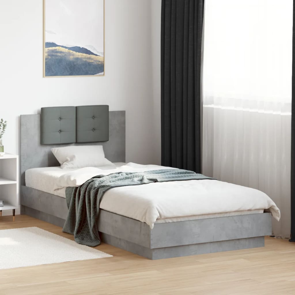 vidaXL Bed Frame without Mattress Concrete Grey 100x200 cm