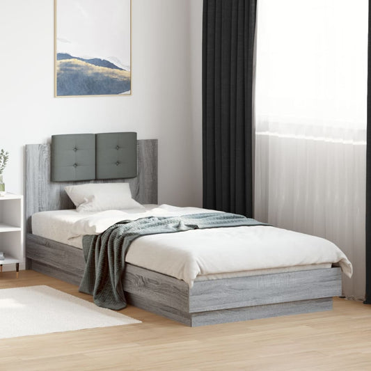 vidaXL Bed Frame without Mattress Grey Sonoma 100x200 cm
