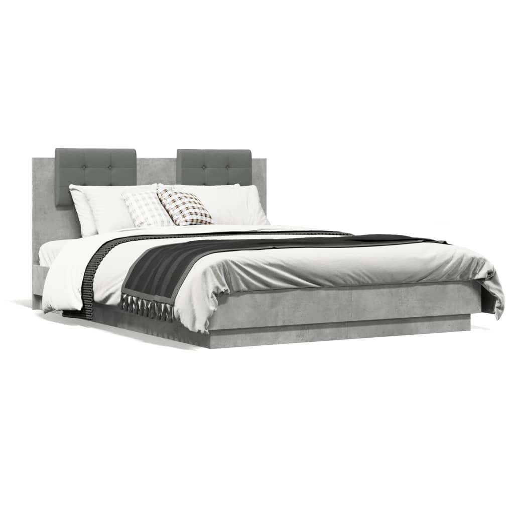 vidaXL Bed Frame without Mattress Concrete Grey 135x190 cm Double