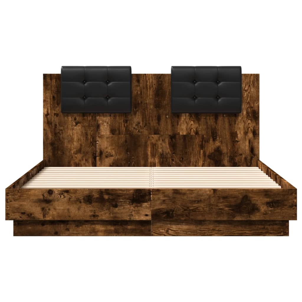 vidaXL Bed Frame without Mattress Smoked Oak 120x190 cm Small Double