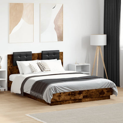 vidaXL Bed Frame without Mattress Smoked Oak 120x190 cm Small Double