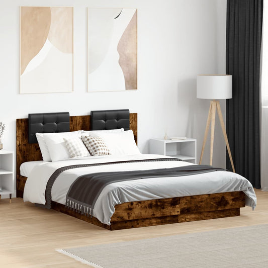vidaXL Bed Frame without Mattress Smoked Oak 120x190 cm Small Double