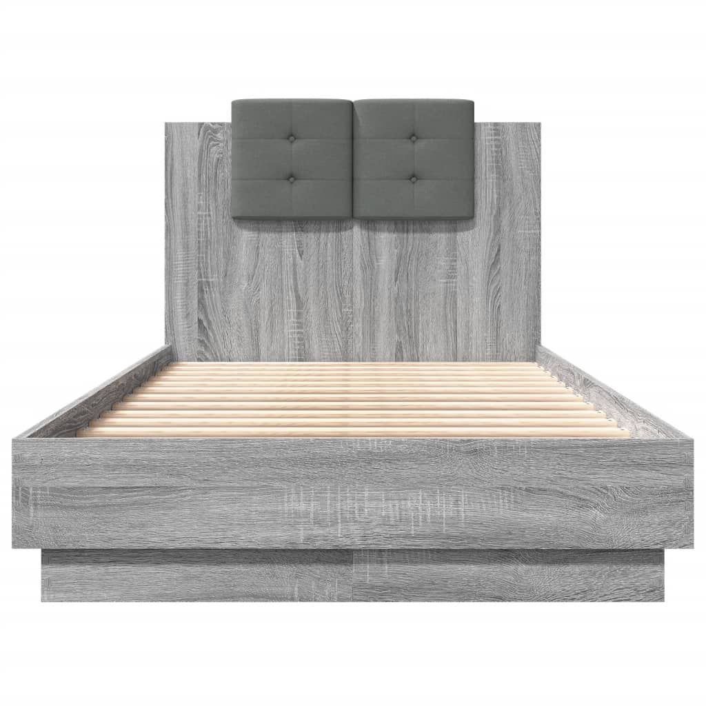 vidaXL Bed Frame without Mattress Grey Sonoma 90x190 cm Single