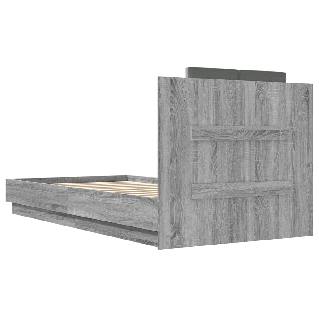 vidaXL Bed Frame without Mattress Grey Sonoma 90x190 cm Single