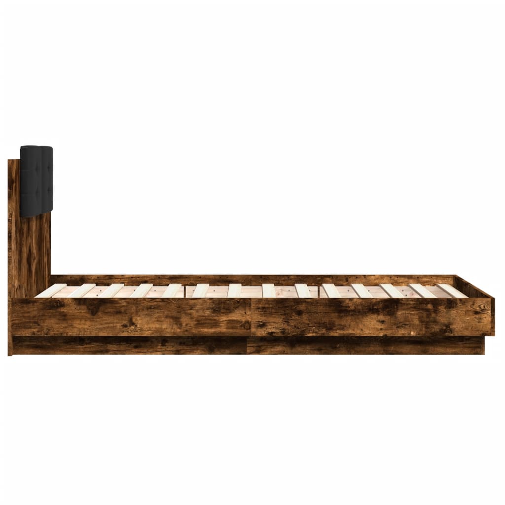 vidaXL Bed Frame without Mattress Smoked Oak 75x190 cm Small Single