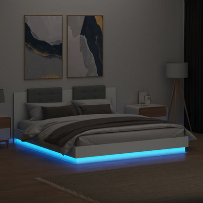 vidaXL Bed Frame | White | Engineered wood | Double | USB-C | Bed Frame