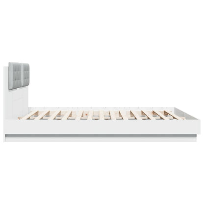 vidaXL Bed Frame | White | Engineered wood | Double | USB-C | Bed Frame