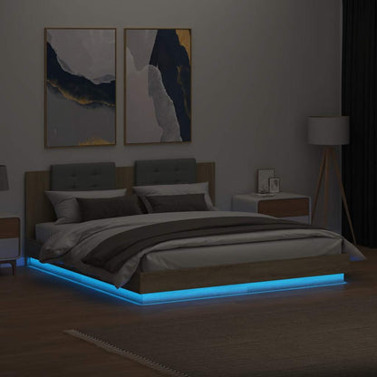 vidaXL Bed Frame with LED without Mattress Sonoma Oak 200x200 cm