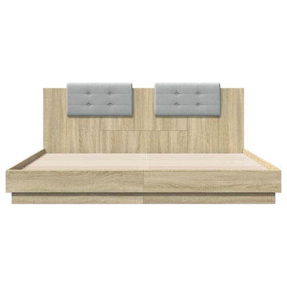 vidaXL Bed Frame with LED without Mattress Sonoma Oak 200x200 cm