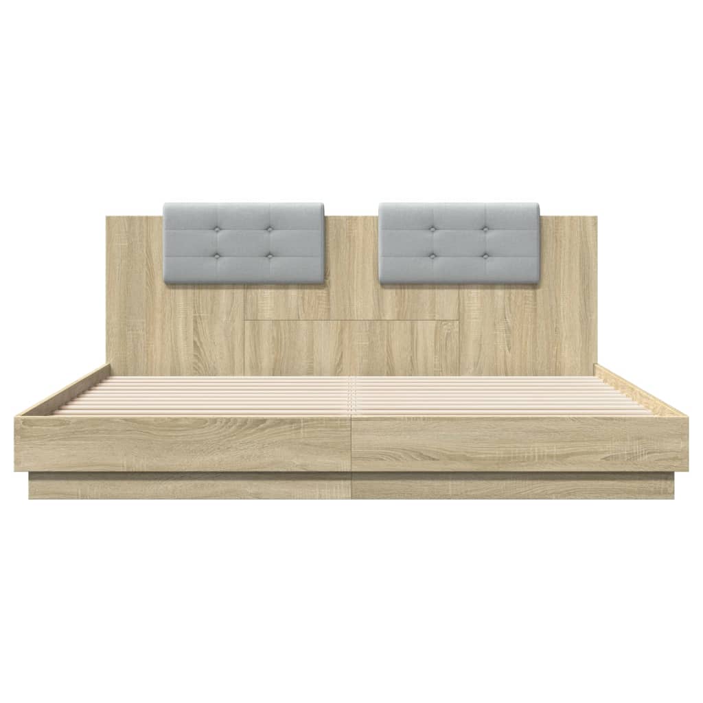 vidaXL Bed Frame with LED without Mattress Sonoma Oak 200x200 cm