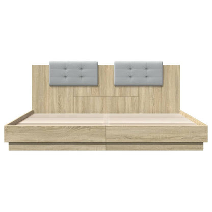vidaXL Bed Frame with LED without Mattress Sonoma Oak 200x200 cm