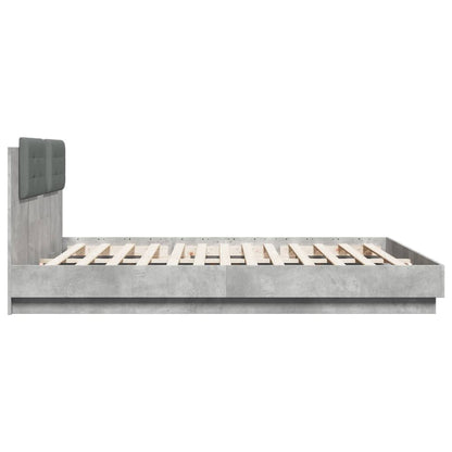 vidaXL Bed Frame with LED without Mattress Concrete Grey 200x200 cm