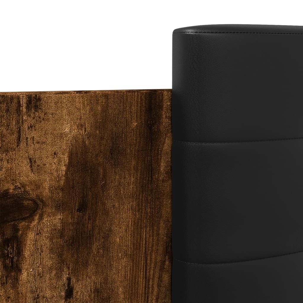 vidaXL Bed Frame with LED without Mattress Smoked Oak 200x200 cm
