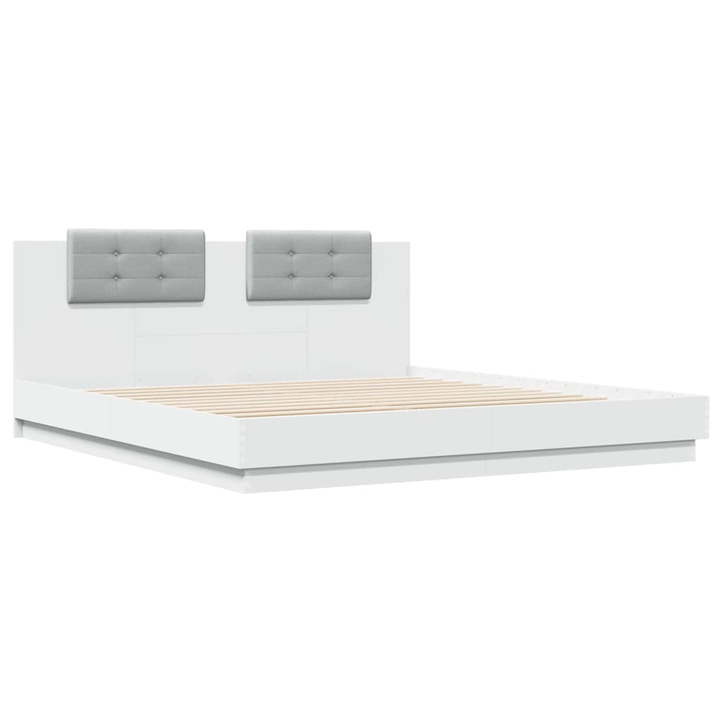 vidaXL Bed Frame with LED without Mattress White 180x200 cm
