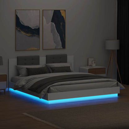 vidaXL Bed Frame with LED without Mattress White 180x200 cm