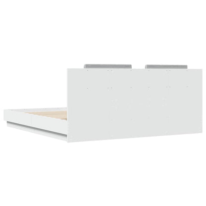 vidaXL Bed Frame with LED without Mattress White 180x200 cm Super King