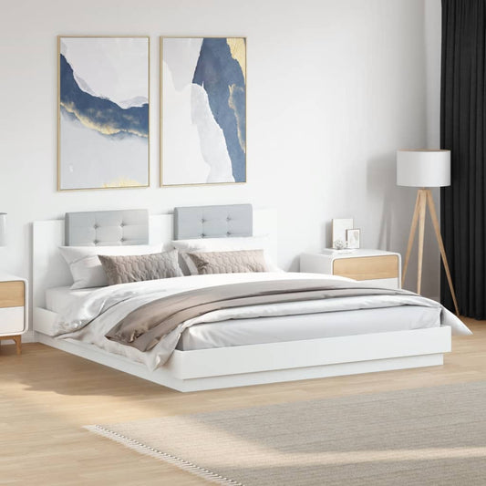 vidaXL Bed Frame with LED without Mattress White 180x200 cm Super King