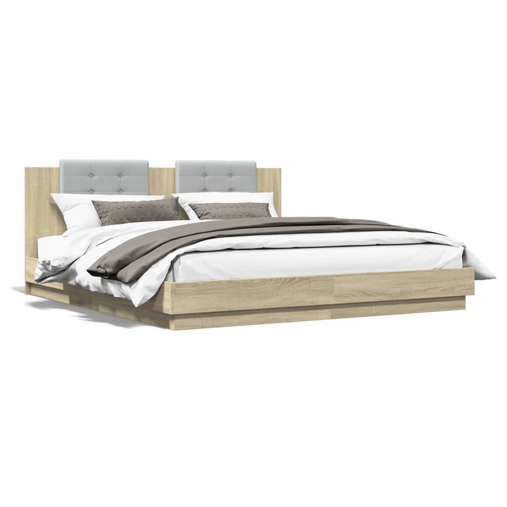 vidaXL Bed Frame | Sonoma oak | Engineered wood, Plywood | Super King