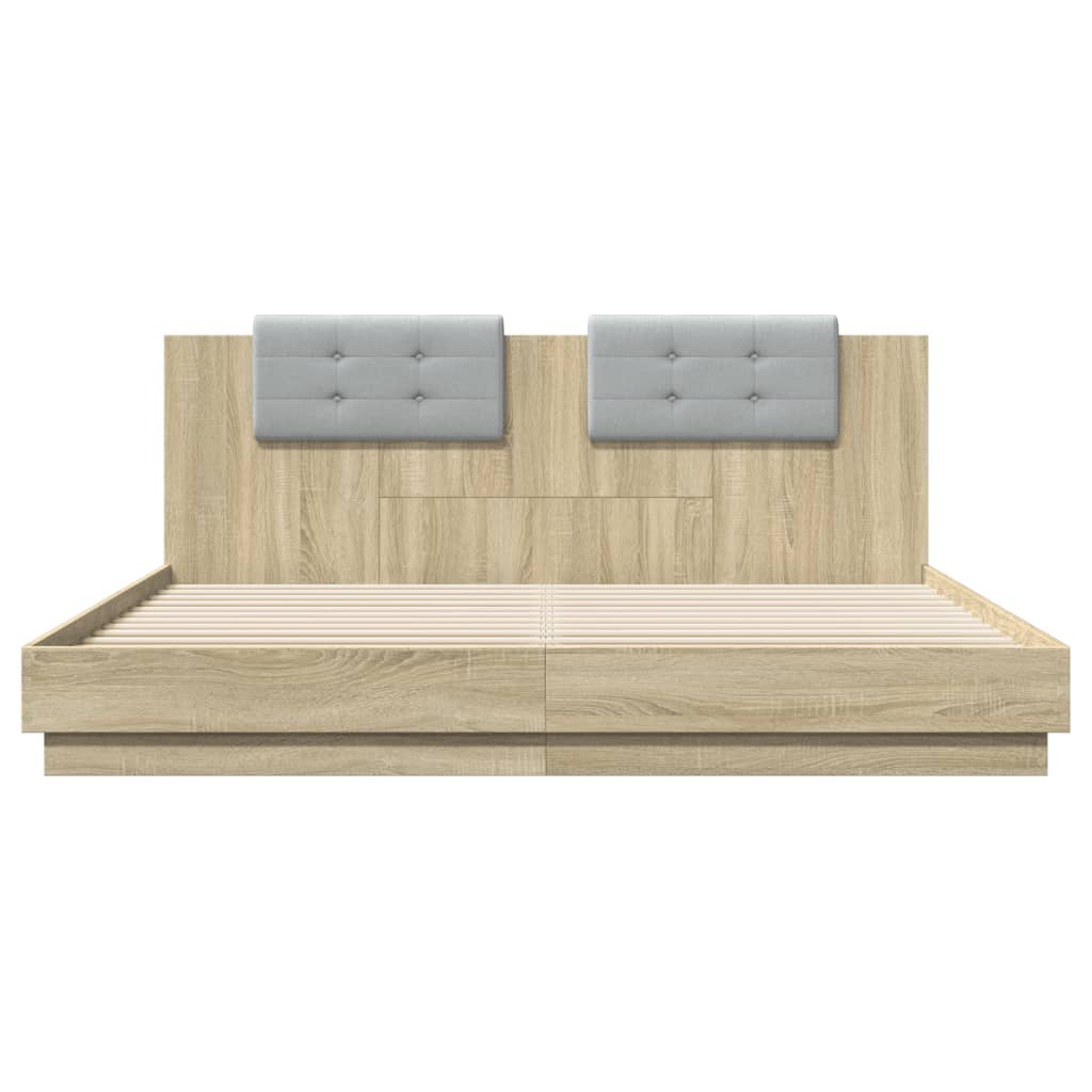 vidaXL Bed Frame | Sonoma oak | Engineered wood, Plywood | Super King