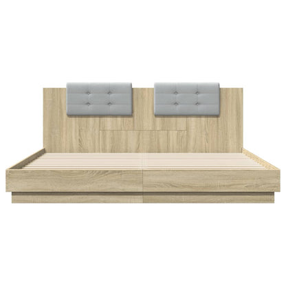 vidaXL Bed Frame | Sonoma oak | Engineered wood, Plywood | Super King