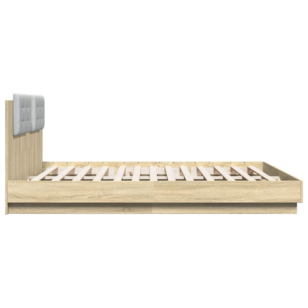 vidaXL Bed Frame with LED without Mattress Sonoma Oak 180x200 cm Super King