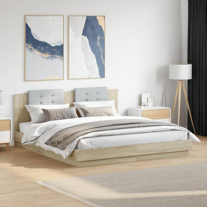 vidaXL Bed Frame | Sonoma oak | Engineered wood, Plywood | Super King