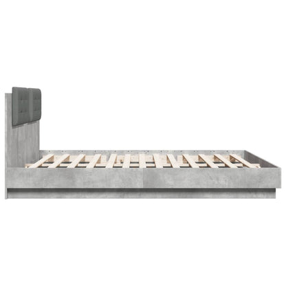 vidaXL Bed Frame with LED without Mattress Concrete Grey 180x200 cm Super King