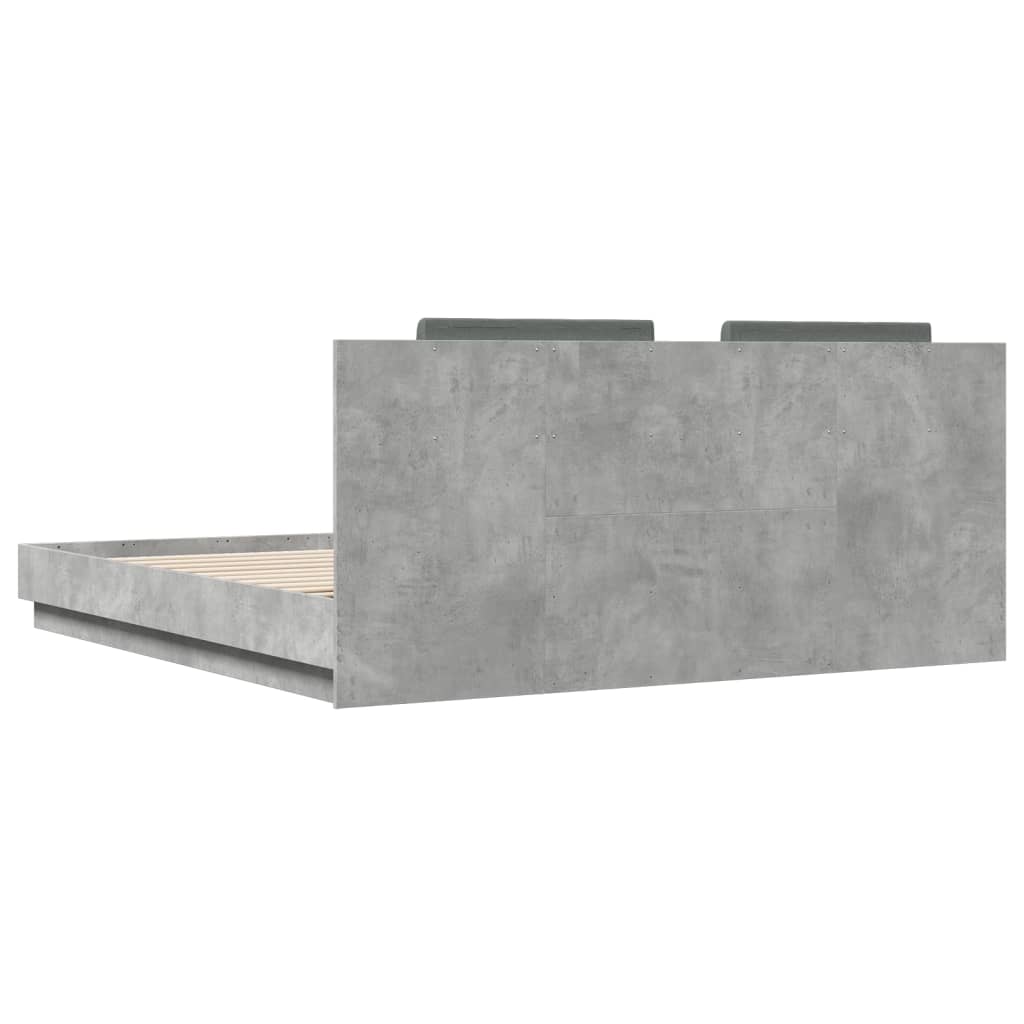 vidaXL Bed Frame with LED without Mattress Concrete Grey 180x200 cm Super King
