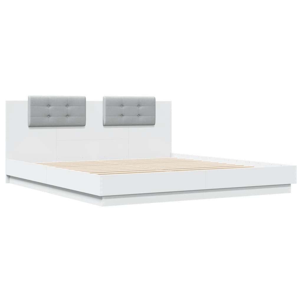 vidaXL Bed Frame with LED without Mattress White 160x200 cm