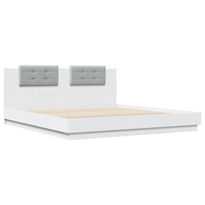 vidaXL Bed Frame with LED without Mattress White 160x200 cm