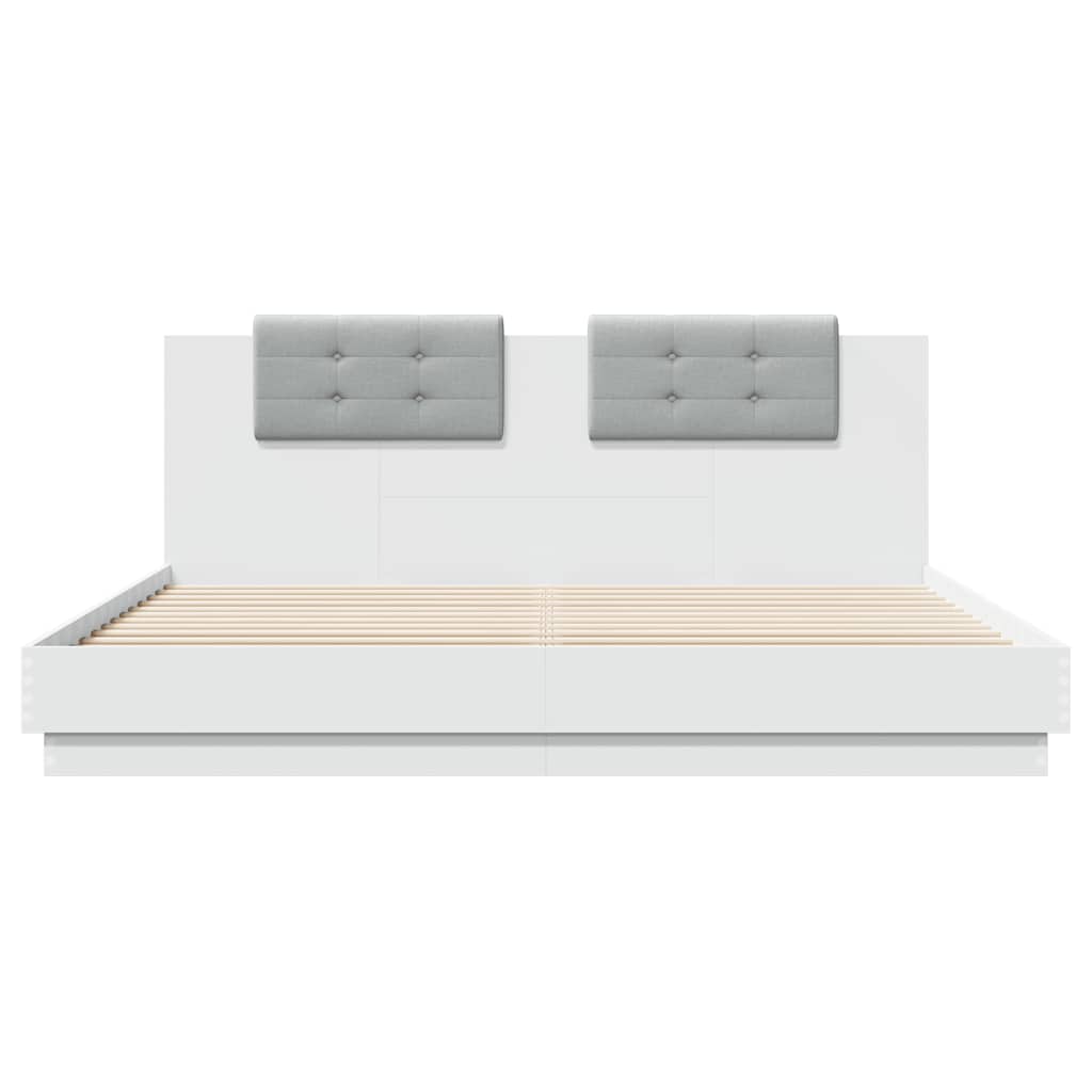 vidaXL Bed Frame with LED without Mattress White 160x200 cm