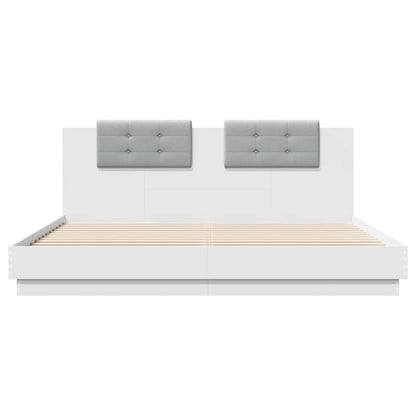 vidaXL Bed Frame with LED without Mattress White 160x200 cm