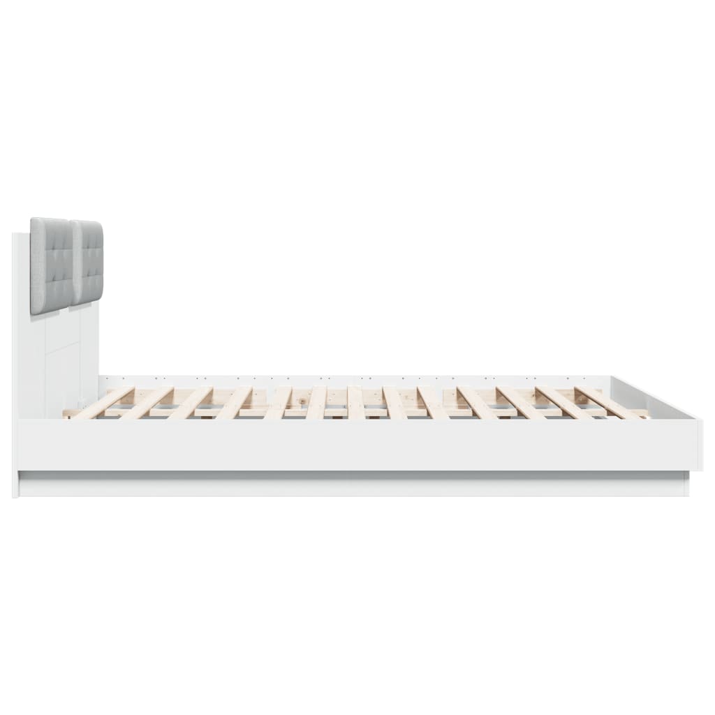 vidaXL Bed Frame with LED without Mattress White 160x200 cm