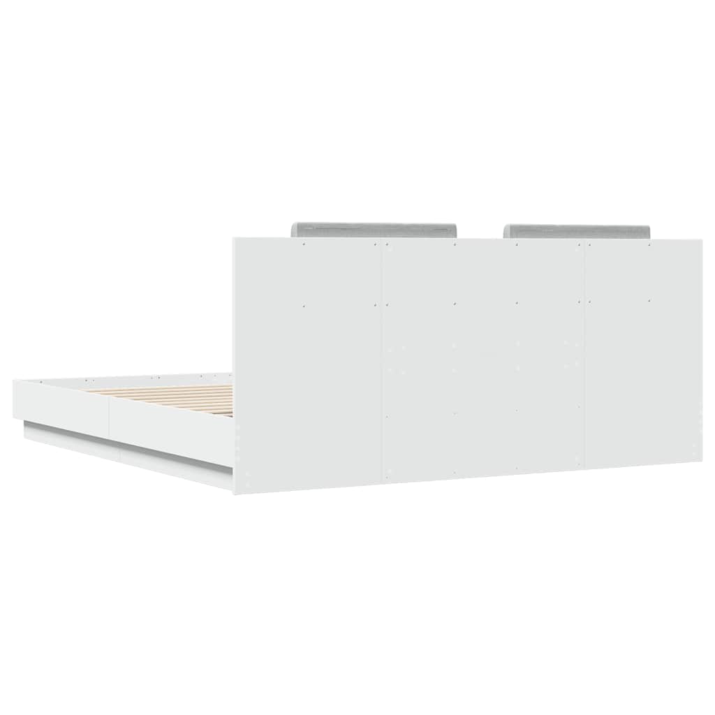 vidaXL Bed Frame with LED without Mattress White 160x200 cm