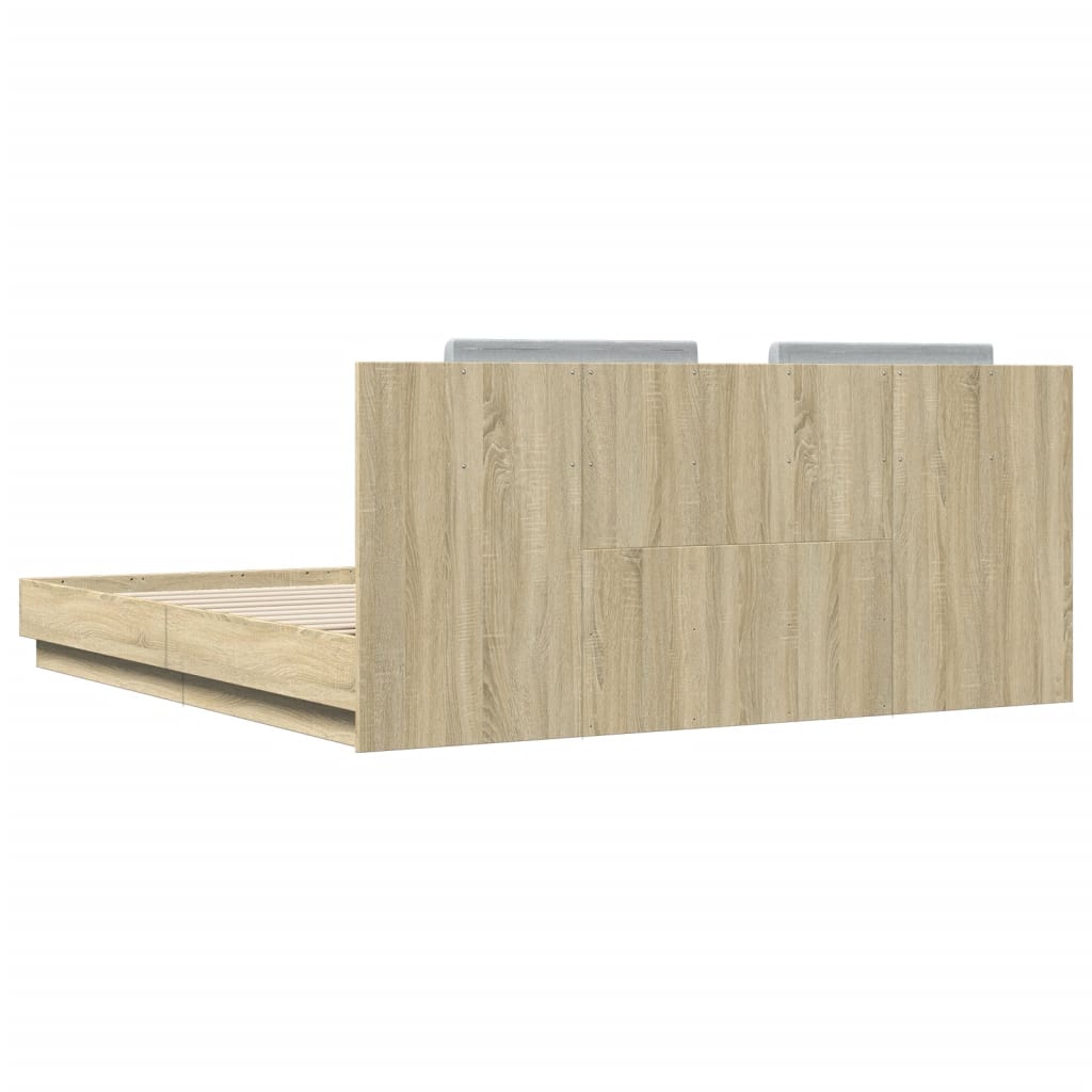 vidaXL Bed Frame | Sonoma oak | Engineered wood, Plywood | Double | Bed Frame