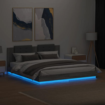 vidaXL Bed Frame | Grey Sonoma | Engineered wood | 160x200 cm mattress size
