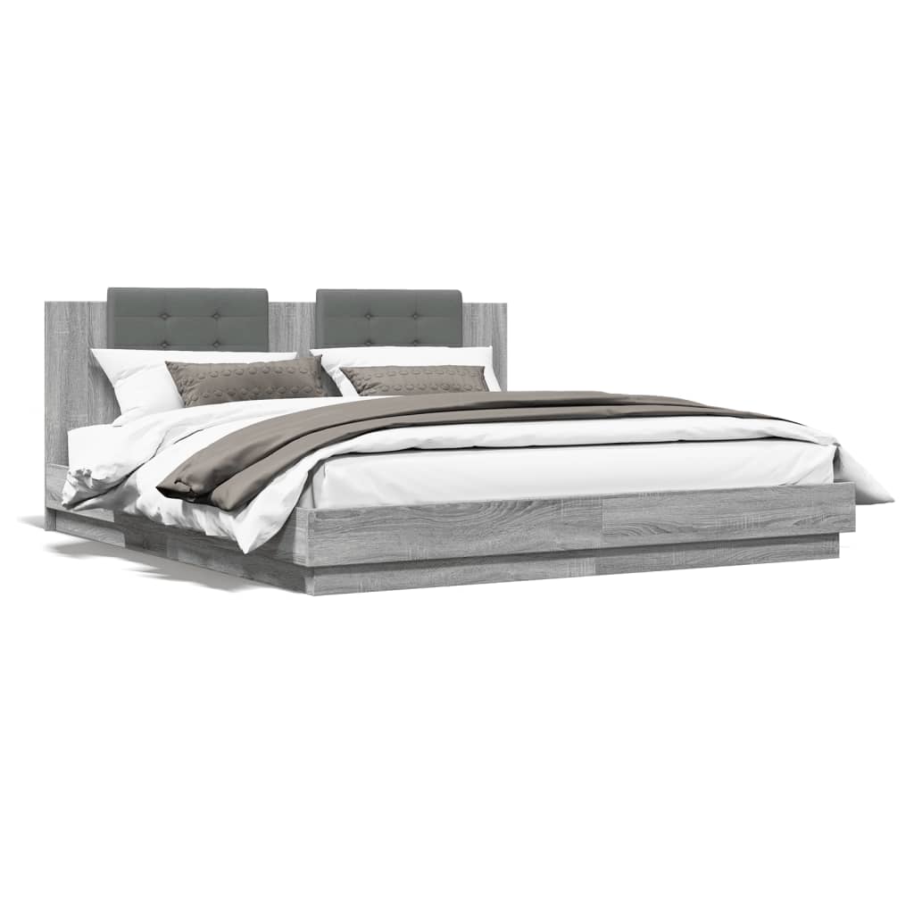 vidaXL Bed Frame | Grey Sonoma | Engineered wood | 160x200 cm mattress size