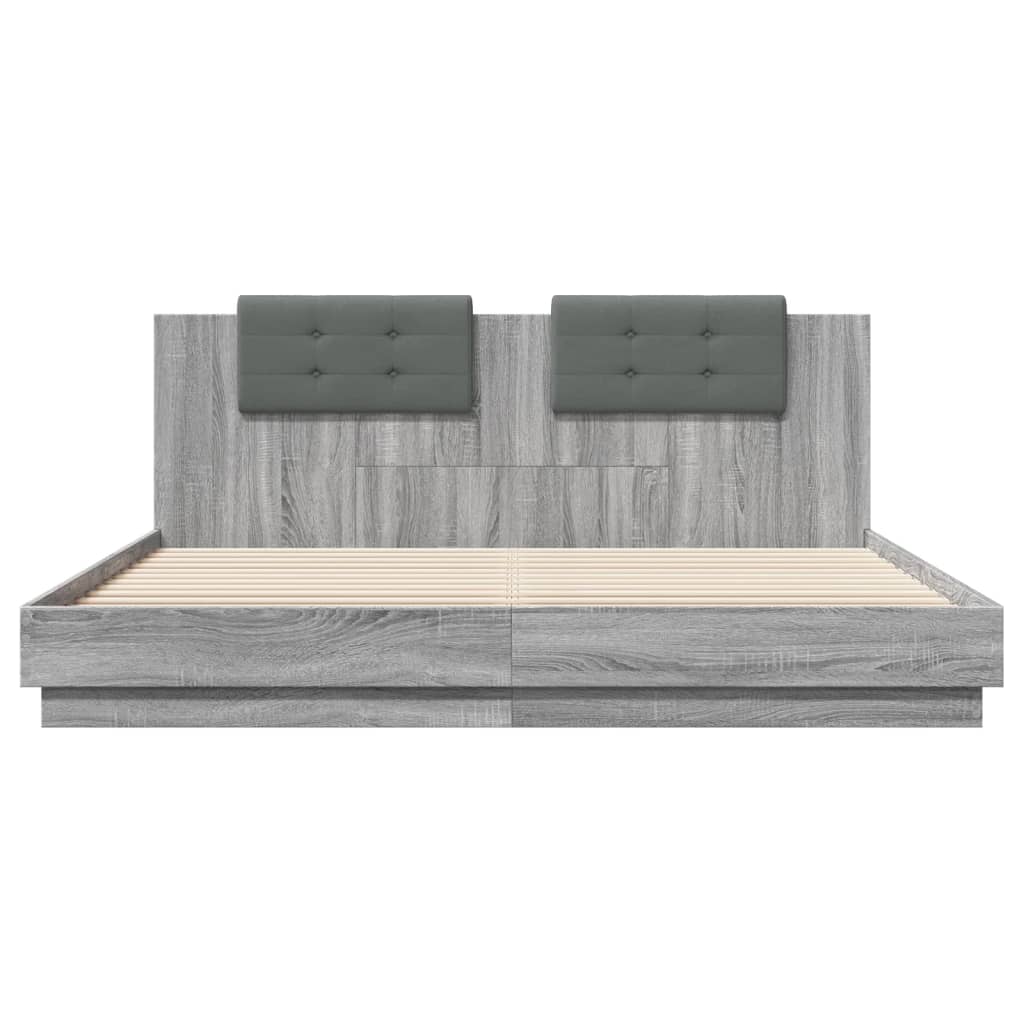 vidaXL Bed Frame | Grey Sonoma | Engineered wood | 160x200 cm mattress size