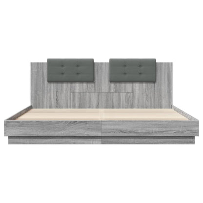 vidaXL Bed Frame | Grey Sonoma | Engineered wood | 160x200 cm mattress size