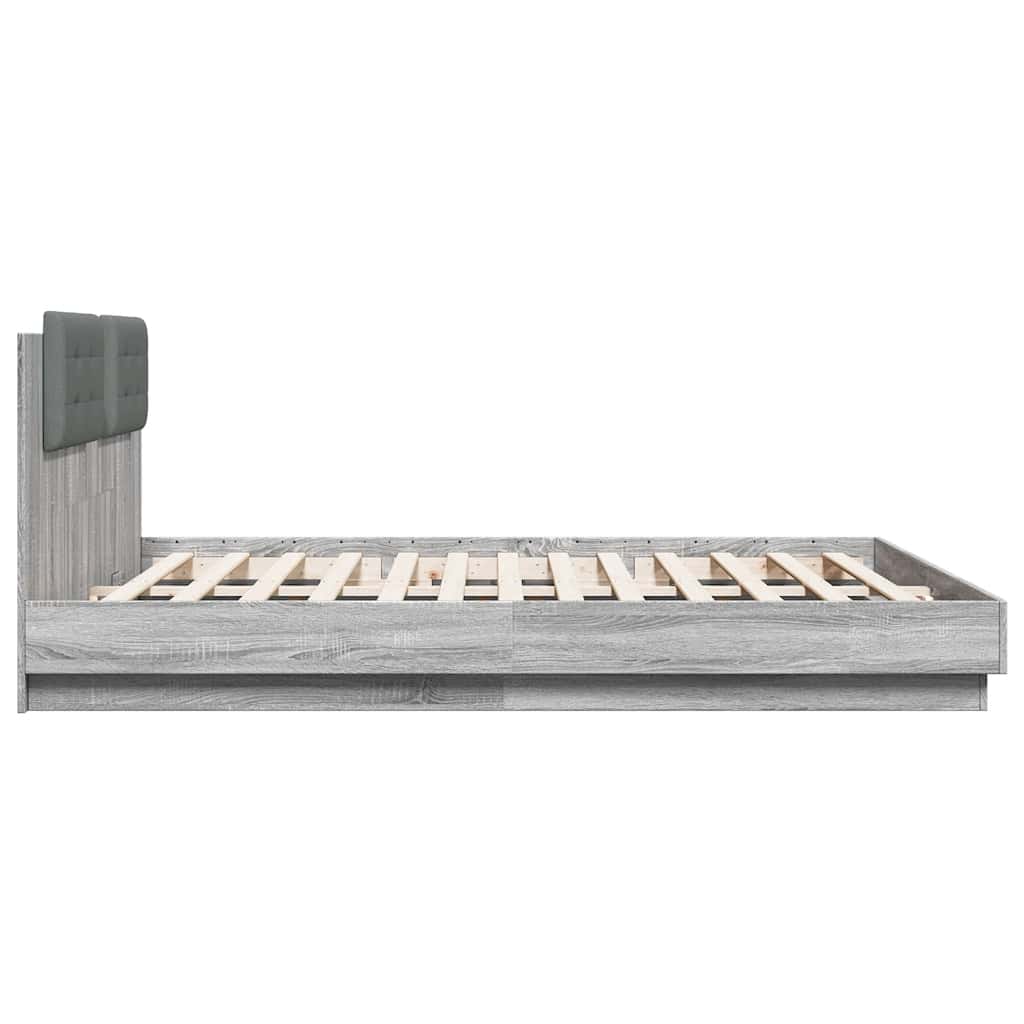 vidaXL Bed Frame with LED without Mattress Grey Sonoma 160x200 cm