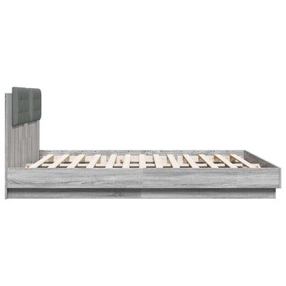 vidaXL Bed Frame with LED without Mattress Grey Sonoma 160x200 cm
